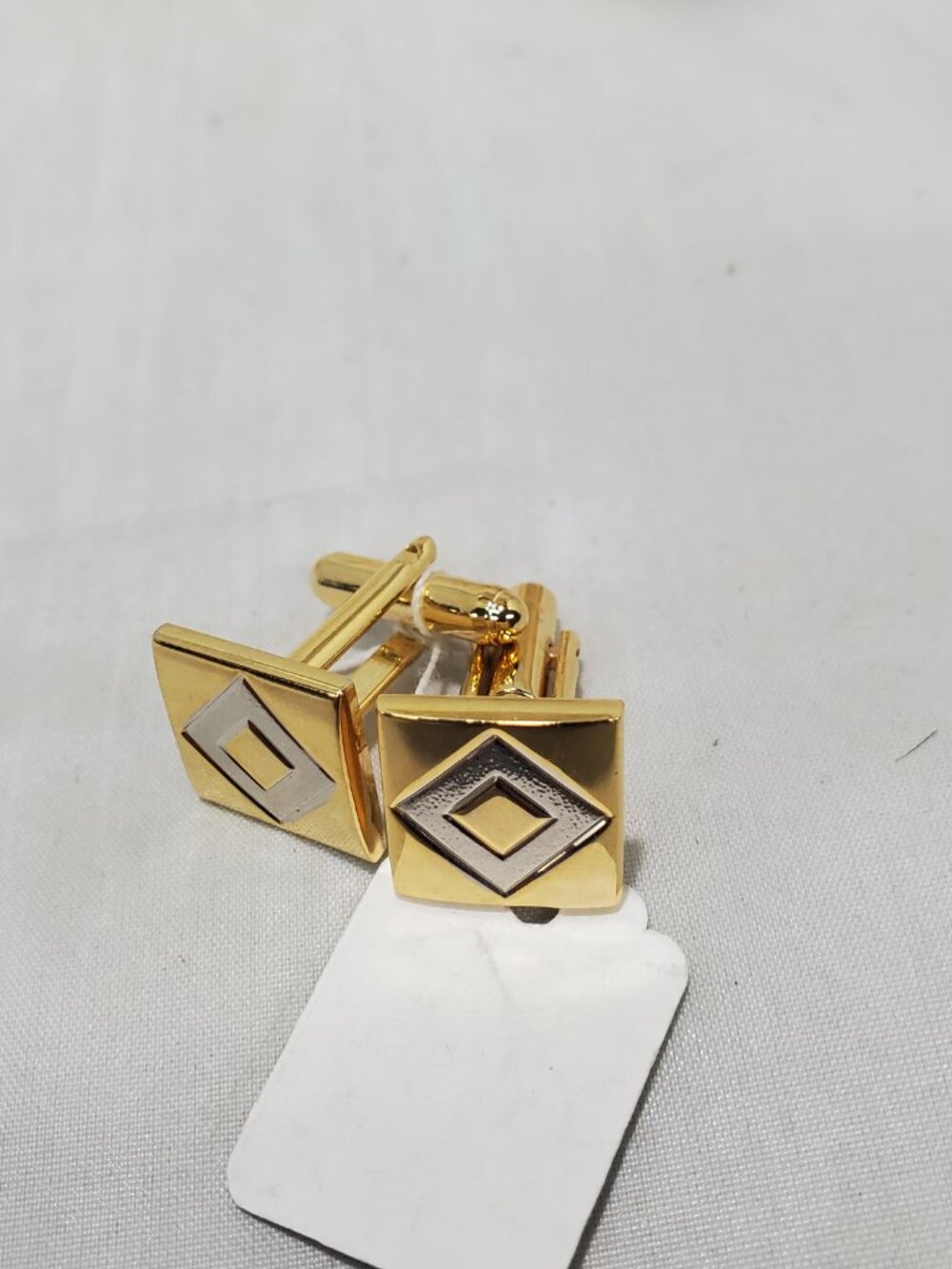 Vintage Gold & Silver-Tone Geometric 3-Piece Cufflink and Tie Clip Set - Picture 7 of 7